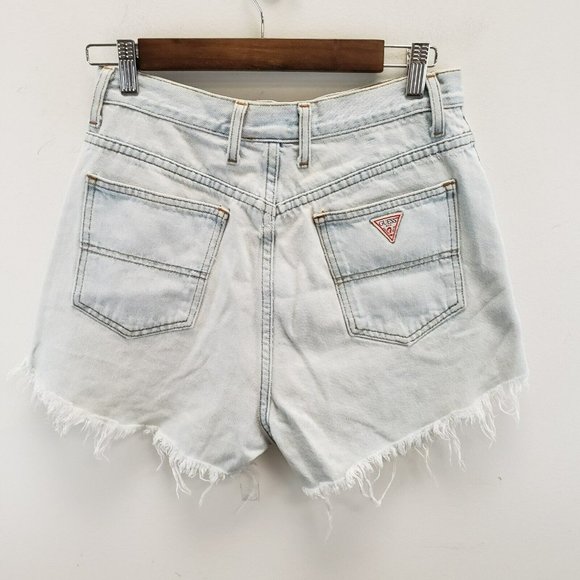 Guess Pants - Guess Jeans ? Womens Light Wash Cutoff Denim Shorts Size 31 High Rise Distressed